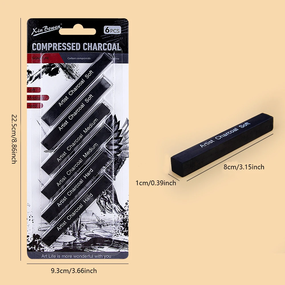Sketching Charcoal Set - 6 pezzi di barre di carbone