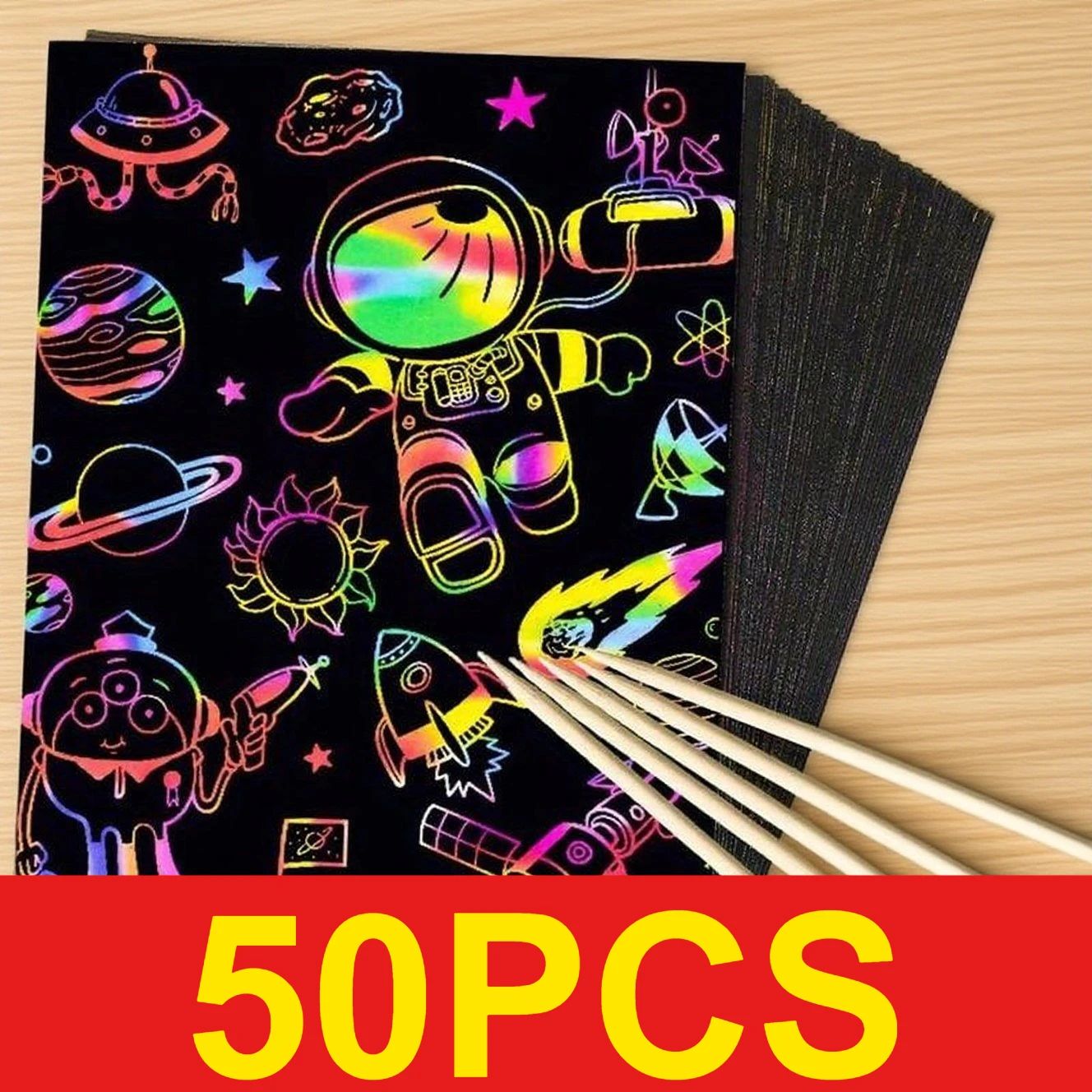 Art Craft Rainbow - 50 fogli di carta da grattare