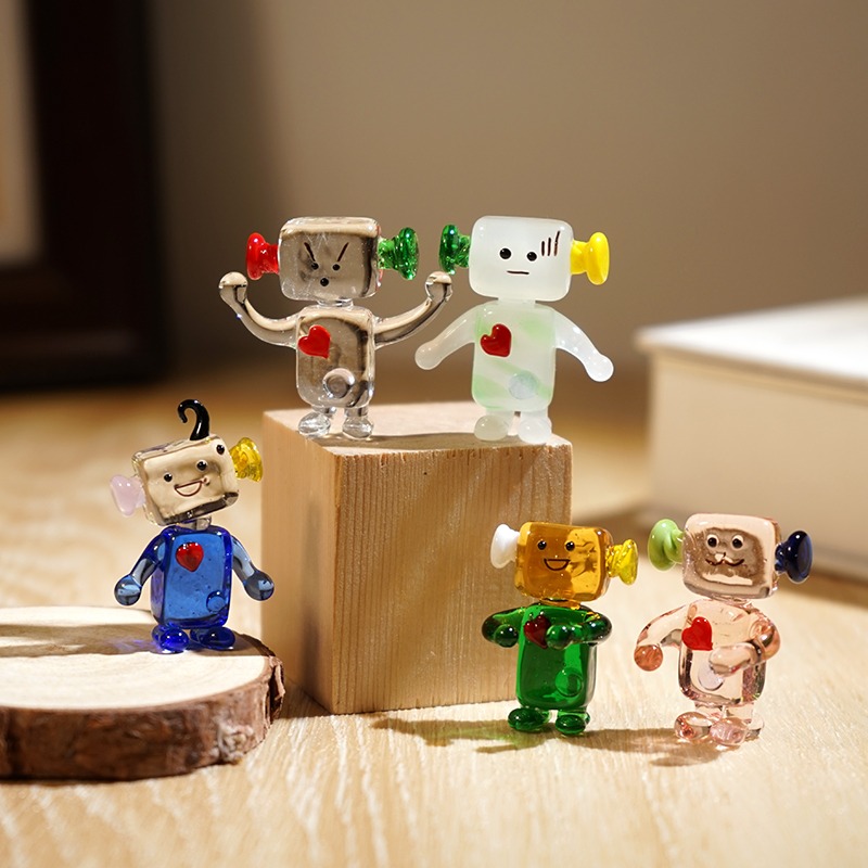 Art Craft Robot - Cute Face Robot Miniature in vetro