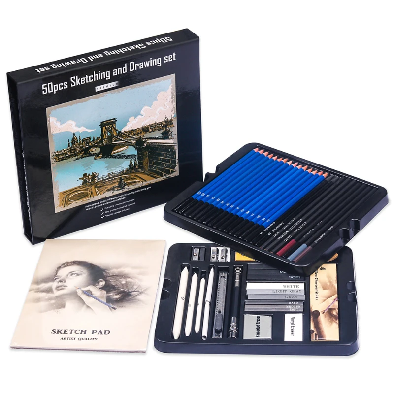 50 pezzi Set di matite per sch - Sketching Charcoal Set recensione e prezzo