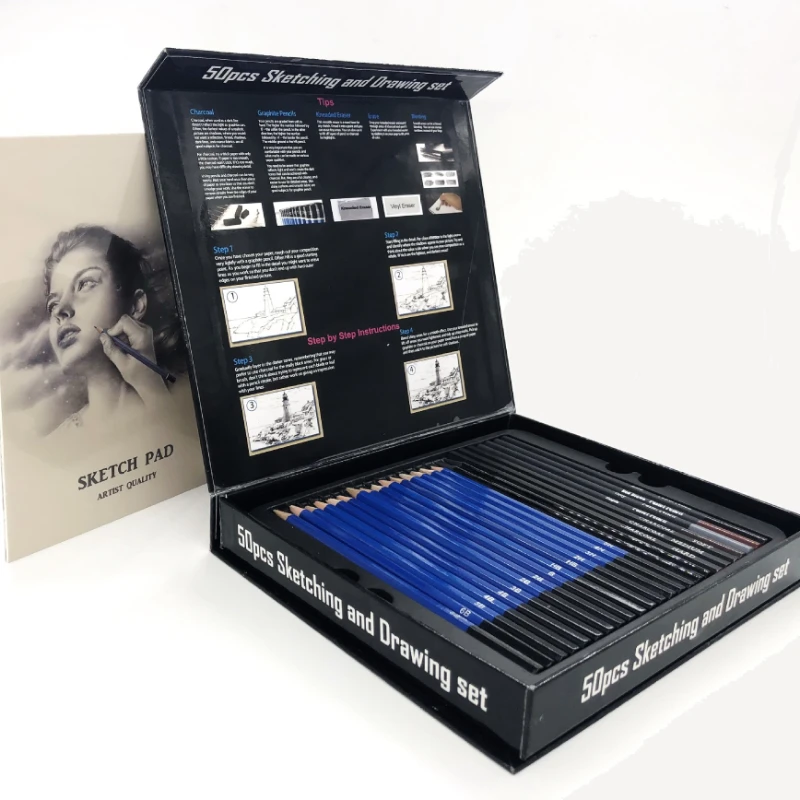 50 pezzi Set di matite per sch - Sketching Charcoal Set recensione e prezzo