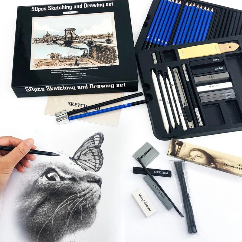 50 pezzi Set di matite per sch - Sketching Charcoal Set recensione e prezzo
